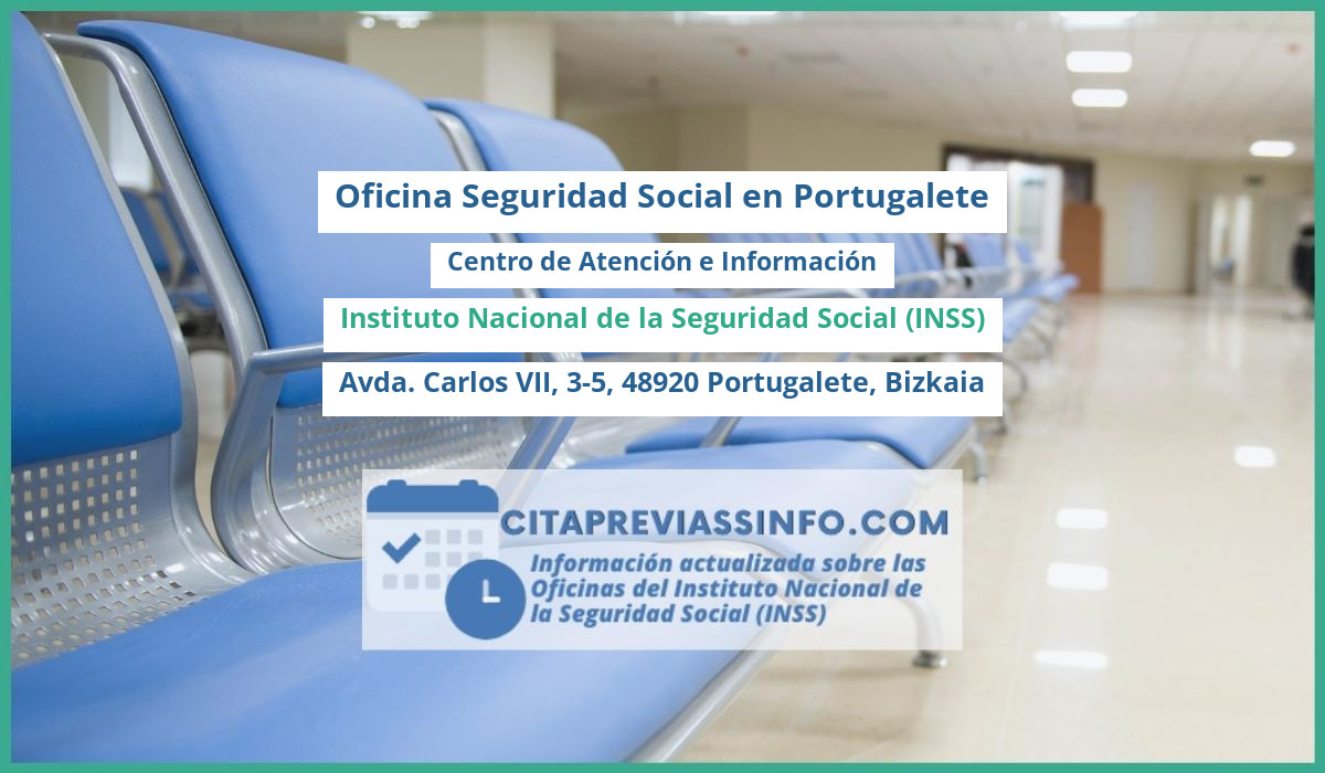 Oficina de la Seguridad Social: Centro de Atención e Información del Instituto Nacional de la Seguridad Social (INSS) en Avda. Carlos VII, 3-5, 48920 Portugalete, Bizkaia